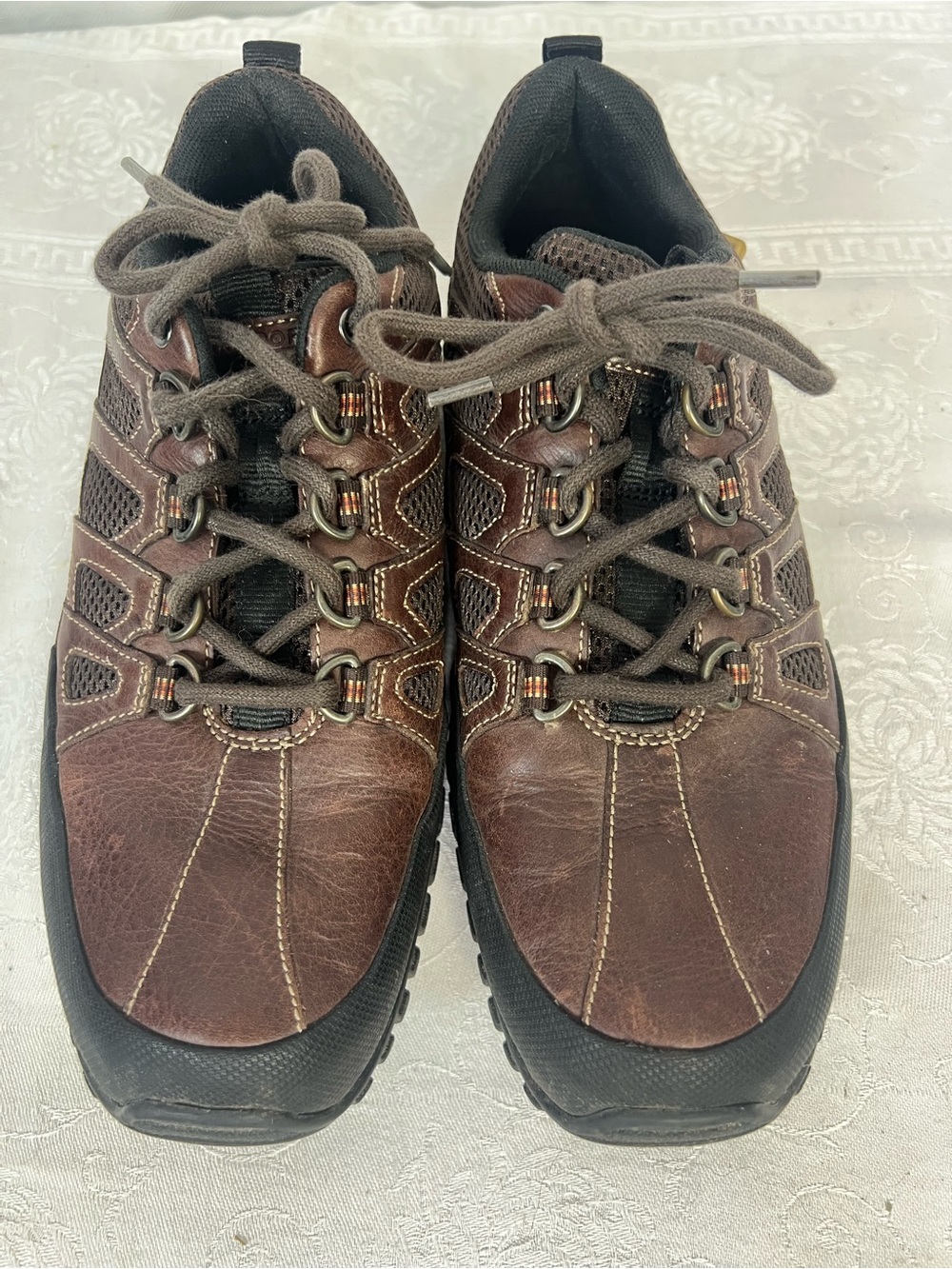 Rockport Rock Cove Walking Shoes Brown Leather Low Cut Cushioned Footbed 8W👍